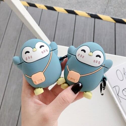 Suitable For Airpods Case 1 / 2 Backpack Penguin Silicone Protective Cover Earphone Cases Cartoon Wireless Bluetooth Headset