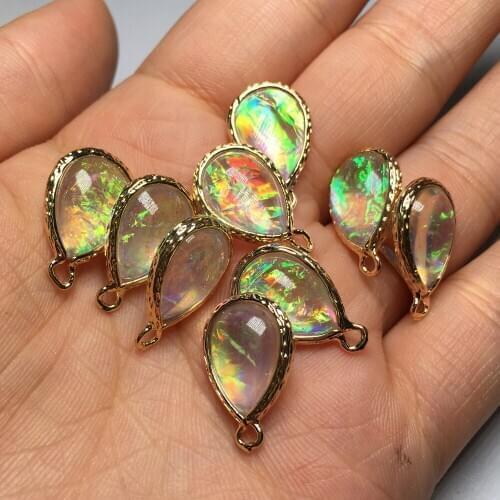 10 PCS Water Drop Natural Opal Pendant & Necklace Rainbow Pendant for Jewelry Making Supplies Women Men Jewelry 13x18mm 15x23mm