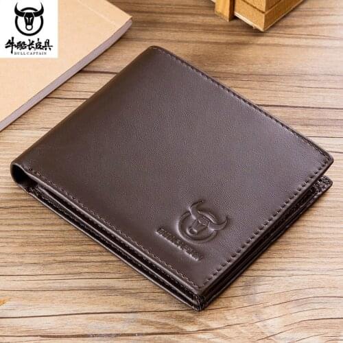 Simple Classic Business Men Standard Wallet Genuine Leather Slim Money Clips Purse Male Driver License Card Holder Portefeuile