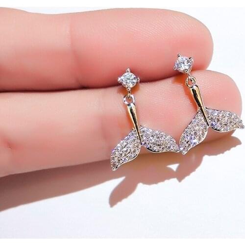 S925 Sterling Silver Diamond Stud Earrings for Women Cute/Romantic Gift Jewelry Cartoon Anniversary Silver Earrings for Women