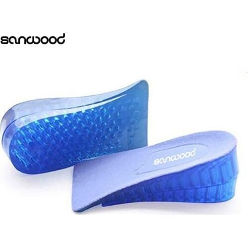 Unisex Silicone Lift Height Increase Double Layers Shoe Insoles Heel Insert Pad