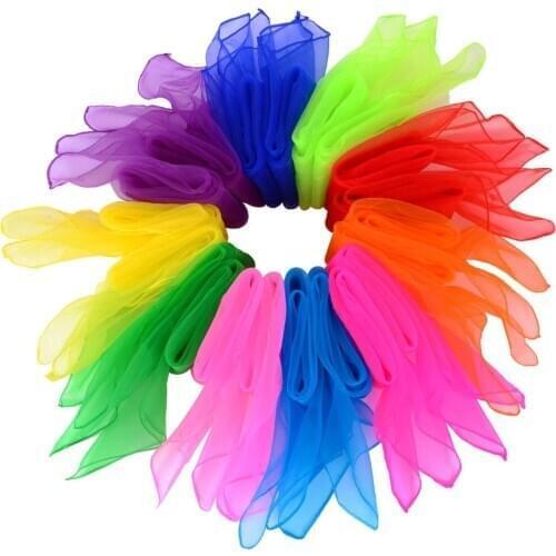 SZanbana 20 Pieces Dance Scarves Juggling Scarves Magic Scarves Rhythm Band Scarves, Multicolor, Square, 24 by 24 Inches