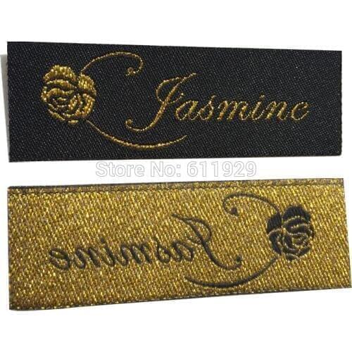 Free shipping custom clothing iron-on woven labels/no sewing garment embroidered collar tags/T-shirt dress labels 2000 pcs a lot