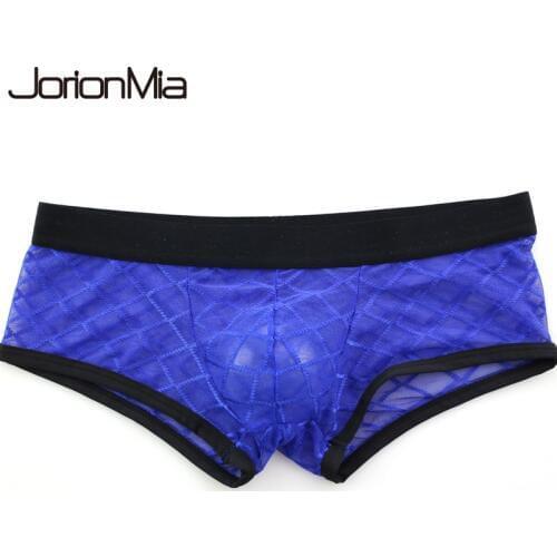 Hot Sale Underwear Men Cueca Boxer Mens Mesh Transparent Sexy Panties Male Solid Man Underpant Brand Gay Boxers HT022