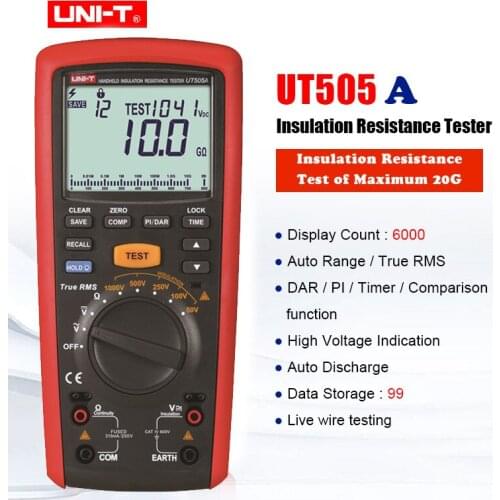 UNI-T Handheld Insulation Resistance Tester UT505A AC and DC Voltage Test (True RMS) Frequency/сопротивление/Capacitance Tester
