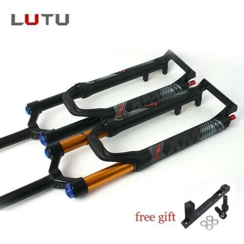 LUTU MTB 26'' 27.5'' 29" Fork Supention Mountain Bike Straight Tube Manual Lock Bike Brake Forks Suspension Fork Bicycle Adaptor