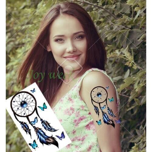 Waterproof Temporary Tattoo sticker colorful dreamcatcher butterfly dream catcher tatto stickers flash tatoo fake tattoos