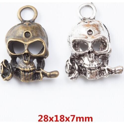 15 pieces of retro metal zinc alloy Skull pendant for DIY handmade jewelry necklace making 7153