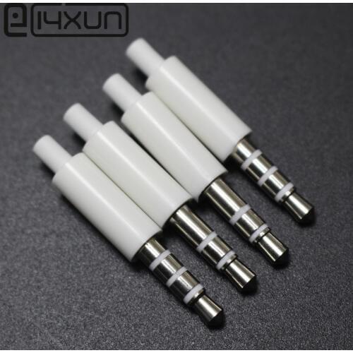 2pcs/lot 3.5mm stereo headset plug with tail 3/4 pole 3.5 mm audio plug Jack Adaptor connector for iphone white