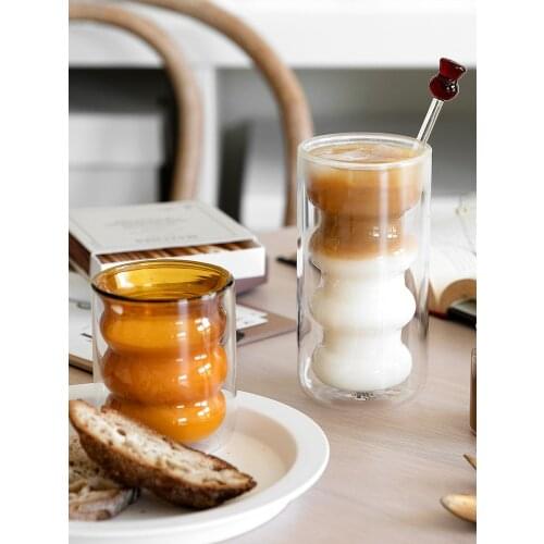 2021 Creative double insulation coffee cup milk tea cup transparent glass drink cup coffee cup cups mug mugs