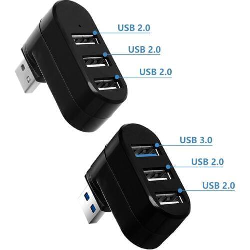 3-in-1 USB2.0/3.0 Ports HUB High Speed Rotating Splitter For PC/Laptop Connector Equipment Adapter 270 Degree Rotation