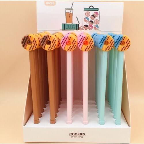 36pcs/set Cartoon Doughnut Donut Cookies Gel Pens Signature Pen School Students Supplies Promotion Party Gifts Stationery