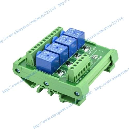 4 channel 5V 10A Relay Module driver board output amplifier board PLC board Relay module DIN rail mount PNP