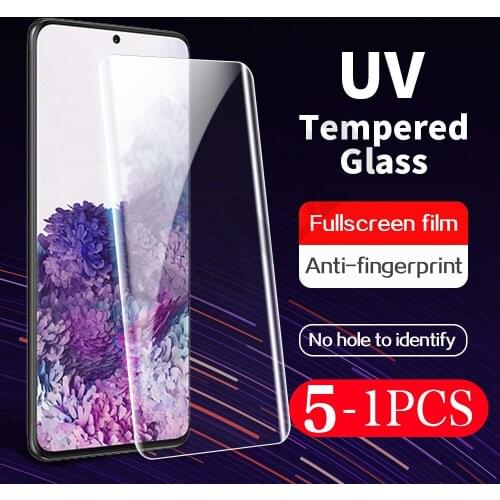 5-1Pcs UV full glue phone screen protector for Samsung Galaxy S8 S9 S10 plus protective Film S20 S21 ultra tempered glass