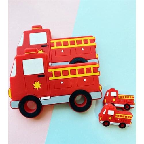 5/10/20PCS Fire truck silicone Teether Food Grade Car Teether Nursing Gift BPA Free DIY Baby Teething Teether Toy Accessories