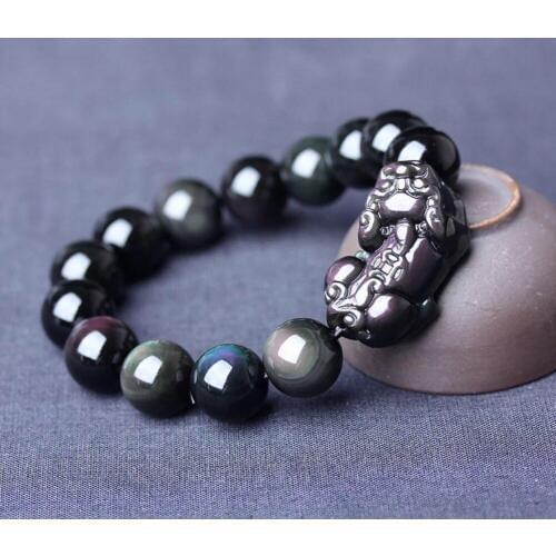 Free shipping Free shipping Natural ice obsidian God beast bracelet wholesale