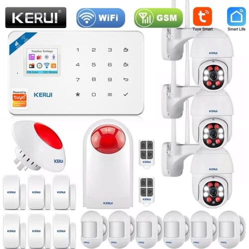 KERUI Home Security Alarm System W18 GSM WIFI Connection Mobile APP Receiving Color Screen Wireless Security Burglar Alarm Kit