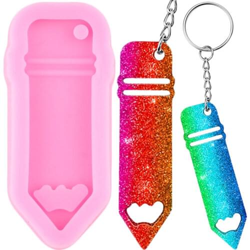 Shiny Glossy Pencil Keychain Silicone Cup Molds Epoxy Craft Resin Mold DIY Handmade Charms Pendant Making Jewelry Moulds