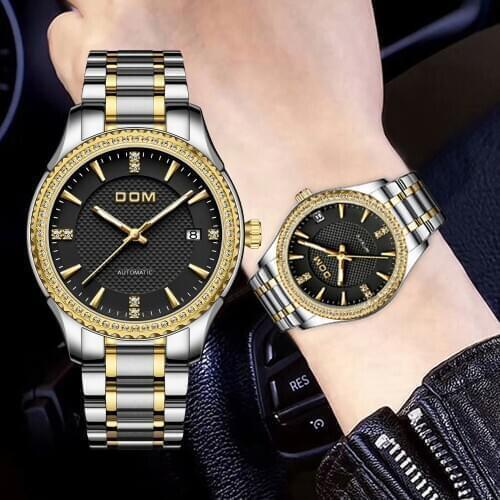DOM automatic mechanical watchcouple watch business female watch sports mens watch waterproof stainless steel luminous fashion