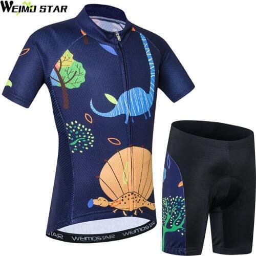 Children Cycling Clothing Boys Girls Kids Bike Jersey Shorts Sets Team Bicycle Ropa ciclismo mtb Maillot Shirts Suits Dinosaur