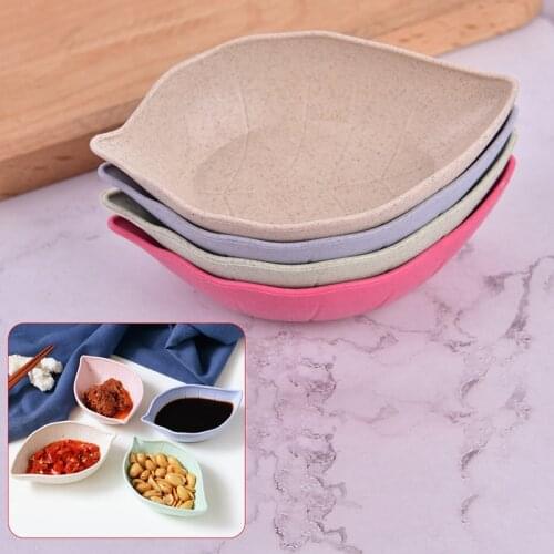Leaves Shape Baby Kids Dish Bowl Wheat Straw Soy Sauce Dish Rice Bowl Plate Sub - plate Japanese Tableware Food Container