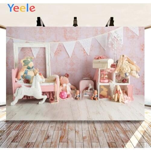 Yeele Pink Wall Wood Floor Baby Shower Room Toy Party Photo Background Backdrop For Photo Studio Props Photophone Family Shoot