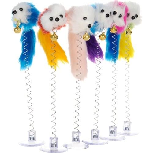 Cat Toy Feather Teaser Wand Fidget Toys Mouse Interactive Rats Washing Spring Rod Teaser Wand Pet Supplies Cat Accessories