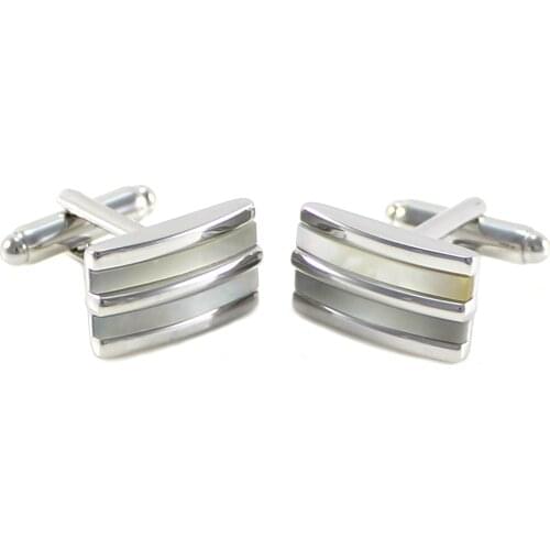 Classic Curved Rectangle Two Mother Of Pearl Stripes Cuff Links Fathers Day Gift Cuff Links Birthday Gifts Cuff Links