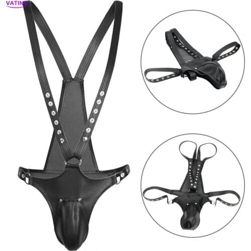 Leather Sexy Chastity Pants G Strings Sex Underwear for Men Harness Strapon Couple Tool Adult Bondage Games Products Erotic Toys