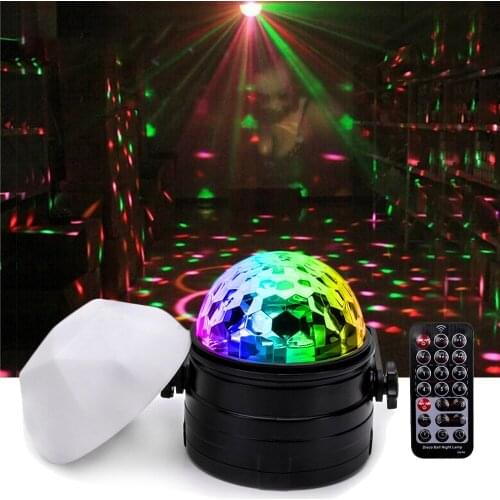 Mini Stage Light RGB LED Crystal Magic Ball Sound Activated Rotating Disco Ball DJ Party Lights Christmas Wedding sound Lamps