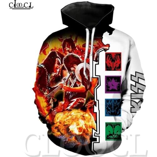 HX Fashion Rock Singer KISS Band 3D Print Hoodie Mens Women Tracksuit Autumn Long-Sleeved Casual Hoodie Tops Drop Shipping