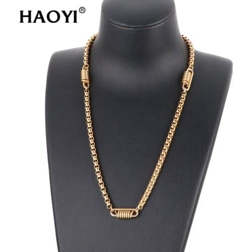 5mm Fashion New Box Chain Necklace Men Stainless Steel Gold Color Long Necklace For Men Jewelry Gift Collar Hombres