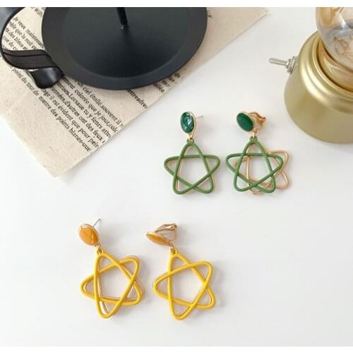 Fashion and Classic Dangle Earrings For Women Temperament hit color hollow five-pointed star earrings Jewelry