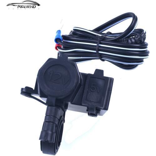 Motorbike Motorcycle phone charger Waterproof 12 V Cigarette Lighter + 5V USB Power Port Adaptor Outlet Socket Charger