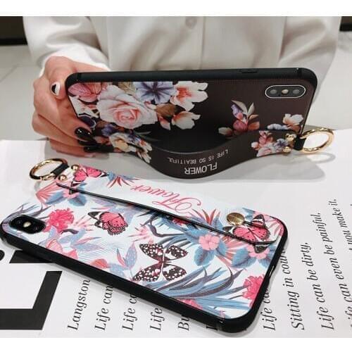 Wrist Strap Soft TPU Phone Case For Samsung Galaxy A10 A20 A30 A40 A50 A60 A70 Flower Holder Case Cover For Galaxy A20 A30 Cover