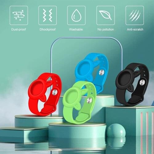 Soft Silicone Case For Apple AirTag Adjustable Children watchband Strap GPS Anti-Lost Location Bracelet Protective Cover Shell