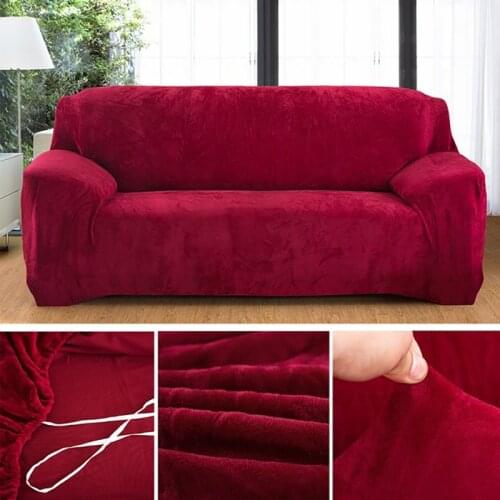 Chaise Longue L Shaped Corner Covers Thicken Velvet Plush Sofa Cover All-inclusive Elastic Sectional Cover for Living Room
