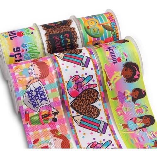 Back To School DIY Handmade Materials Printed Grosgrain Ribbon 50 Yard Per Size 54695