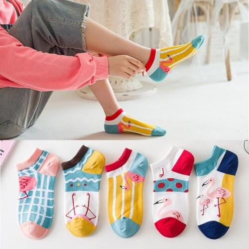 5 Pairs/ladies Short Socks Shallow Mouth Spring Summer Autumn Thin Cotton Socks Deodorant Personality Wild Japanese Cute Animals