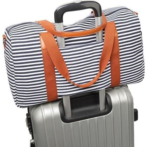 New Popular Striped Travel Bag Fashion Short-distance Duffel Bag Men and Women Outdoor Canvas Shoulder Crossbody Bag