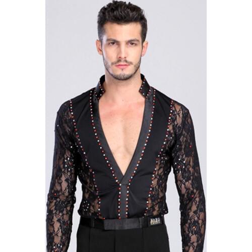 2018 New Men/Boys Latin Dance Dress Long Sleeve Mens Shirt 105-180 Cm Ballroom/Latin Stage Dance Clothing Free Shipping DQ5078