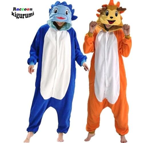 2021 New Cartoon Animal Onesie Pajamas Men Cosplay Costume One-Piece Pijamas Halloween Women Sleepwear Blue Raccoon Kigurumi