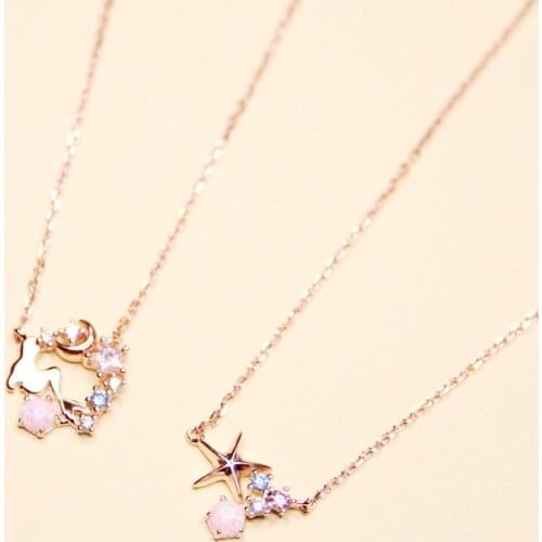 Anime Cartoon The Little Mermaid 925 Sterling Silver Necklace Pendant Jewelry Cosplay Accessories For Women Girls Birthday Gifts