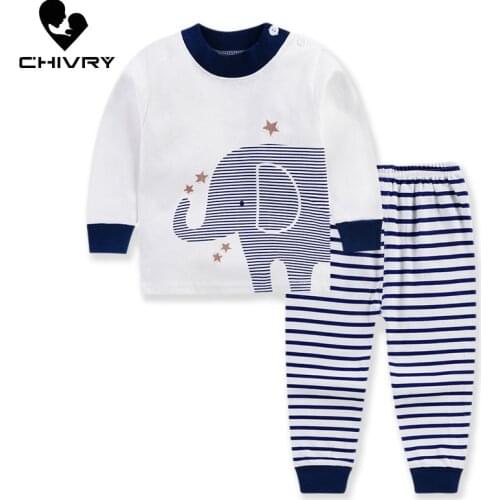 New Kids Boys Girls Pajama Sets Cartoon Print Long Sleeve O-Neck T-Shirt Tops with Pants Toddler Baby Autumn Sleeping Clothing