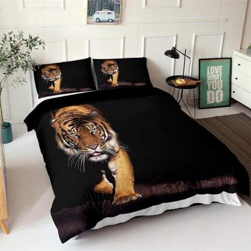 3D Tiger Duvet Cover For Teenage Boy Single Double Size Animal Printed Bed Cloth Bed Cover Set Queen King Size Beddings Adults
