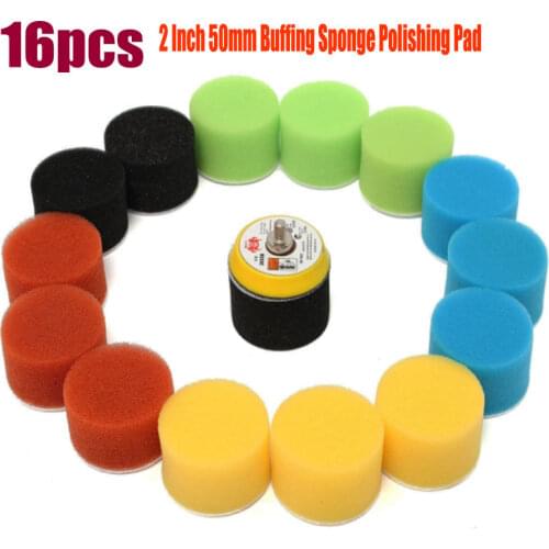 16Pcs/Set Polishing Pad For Car Polisher 2 Inch 50mm Polishing Circle Buffing Pad Tool Kit For Car Polisher Wax Pulidora Auto