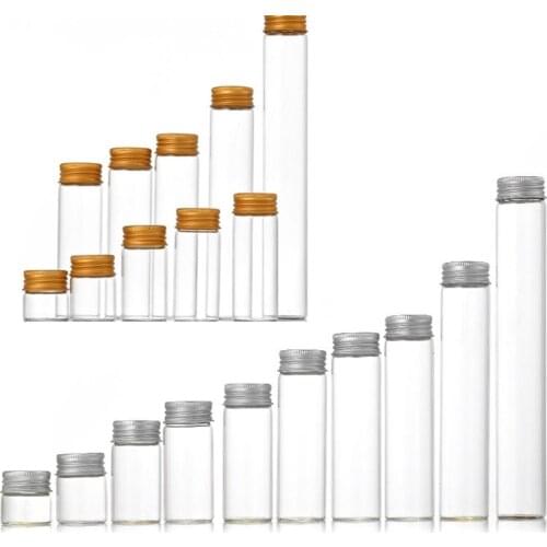 3pcs 10/15/20/25/30/35/40/50/60/80/100ml Glass Bottle Vials Jars with Screw Cap DIY Wedding Home Decor Storage Spice Bottle Jars