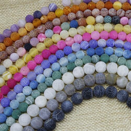 Weathered Frosted Agates Beads Black White Blue Stone Beads Pick Size 8mm Beads For Jewelry Making Bracelet Necklace Stone Beads