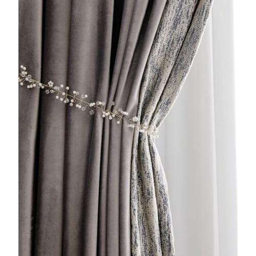 Custom curtain Nordic Simplicity modern Splicing Bronzing embossing bedroom livingroom window thick blackout curtain M1113