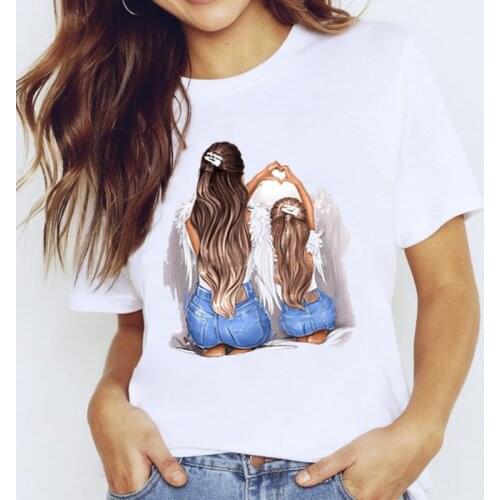 Ladies Female Tee T-Shirt T-shirts Top for Women Cartoon 90s Love Sweet Cute Mama Mom Love Clothing Print Lady Graphic T Shirt